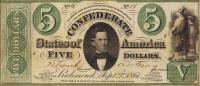p16a from Confederate States of America: 5 Dollars from 1861